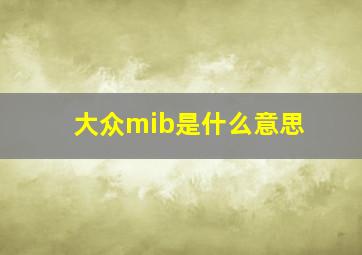 大众mib是什么意思