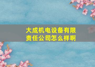 大成机电设备有限责任公司怎么样啊