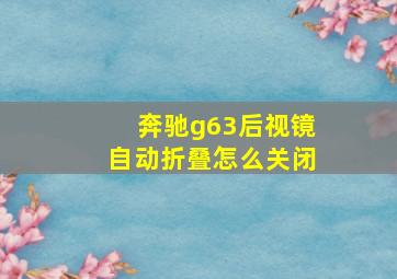 奔驰g63后视镜自动折叠怎么关闭