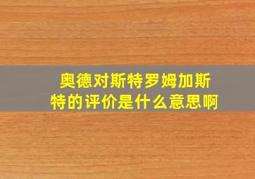 奥德对斯特罗姆加斯特的评价是什么意思啊