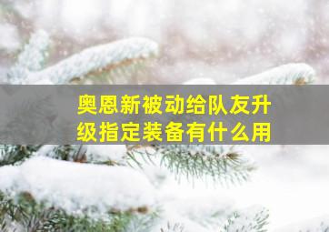 奥恩新被动给队友升级指定装备有什么用