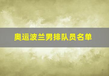 奥运波兰男排队员名单