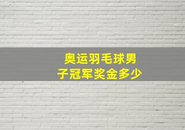 奥运羽毛球男子冠军奖金多少