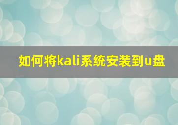 如何将kali系统安装到u盘