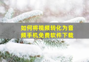 如何将视频转化为音频手机免费软件下载