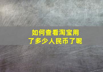 如何查看淘宝用了多少人民币了呢