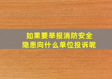 如果要举报消防安全隐患向什么单位投诉呢