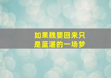 如果魏婴回来只是蓝湛的一场梦