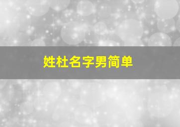 姓杜名字男简单