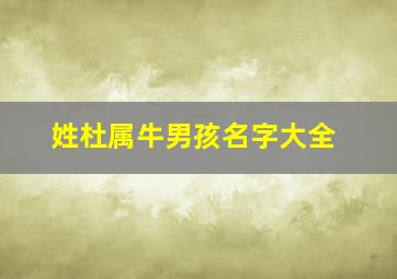 姓杜属牛男孩名字大全