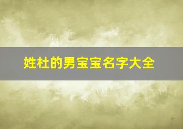 姓杜的男宝宝名字大全