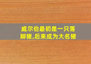 威尔伯最初是一只落脚猪,后来成为大名猪