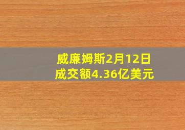 威廉姆斯2月12日成交额4.36亿美元