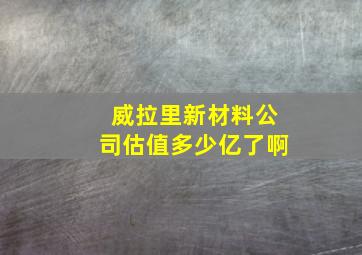 威拉里新材料公司估值多少亿了啊