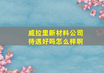 威拉里新材料公司待遇好吗怎么样啊