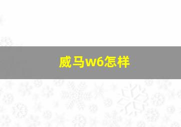 威马w6怎样