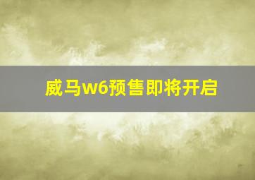 威马w6预售即将开启