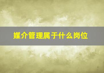 媒介管理属于什么岗位