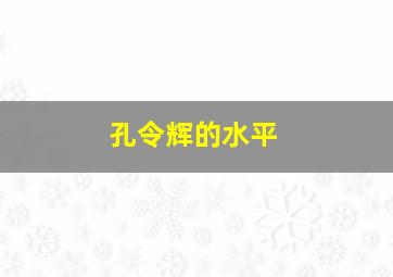 孔令辉的水平