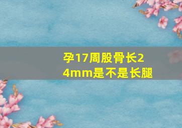 孕17周股骨长24mm是不是长腿