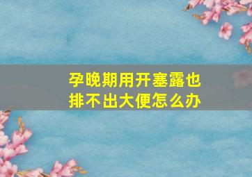 孕晚期用开塞露也排不出大便怎么办