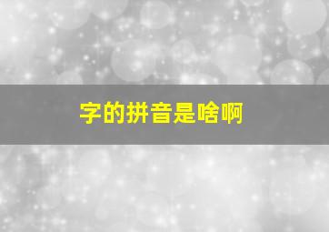 字的拼音是啥啊