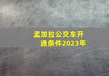 孟加拉公交车开通条件2023年