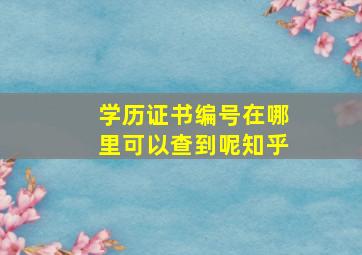 学历证书编号在哪里可以查到呢知乎