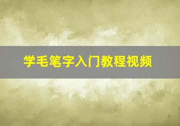 学毛笔字入门教程视频