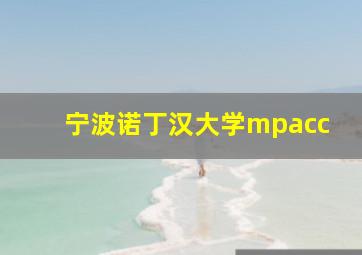 宁波诺丁汉大学mpacc