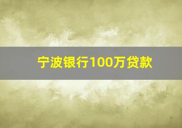 宁波银行100万贷款