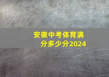 安徽中考体育满分多少分2024