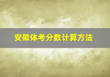 安徽体考分数计算方法