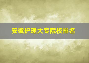 安徽护理大专院校排名