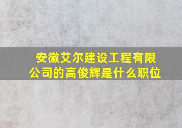 安徽艾尔建设工程有限公司的高俊辉是什么职位