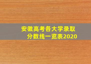 安徽高考各大学录取分数线一览表2020