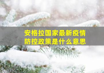 安格拉国家最新疫情防控政策是什么意思