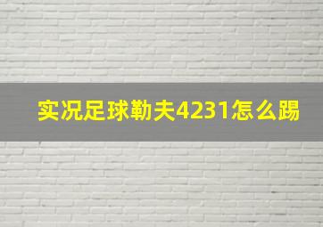 实况足球勒夫4231怎么踢