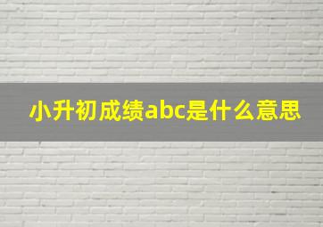 小升初成绩abc是什么意思