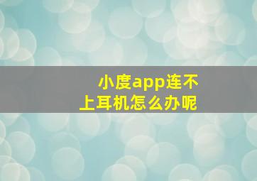 小度app连不上耳机怎么办呢