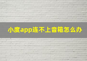 小度app连不上音箱怎么办