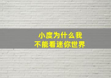 小度为什么我不能看迷你世界