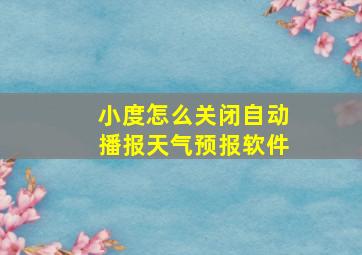 小度怎么关闭自动播报天气预报软件