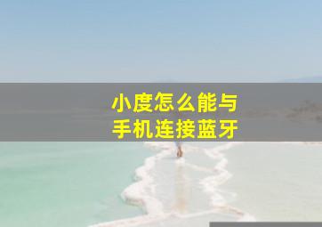 小度怎么能与手机连接蓝牙