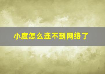 小度怎么连不到网络了