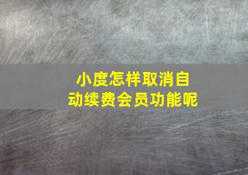 小度怎样取消自动续费会员功能呢