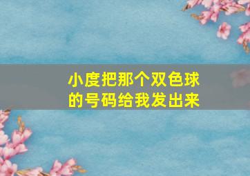 小度把那个双色球的号码给我发出来