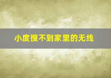 小度搜不到家里的无线