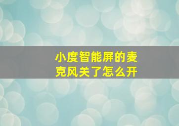 小度智能屏的麦克风关了怎么开