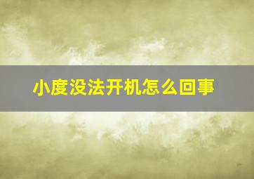 小度没法开机怎么回事